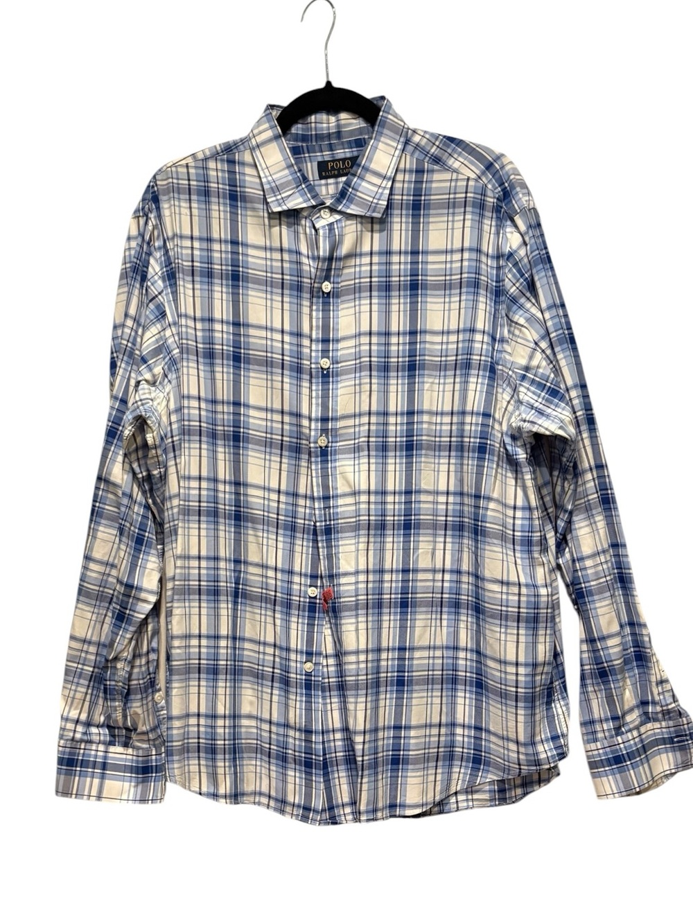 Polo Ralph Lauren - Men's Button-Down Shirt. Size XL.  Blue and White Plaid